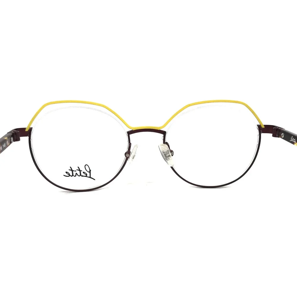 J.F. Rey Petite Eyeglasses Frames PM68 5535 Brown Yellow Semi Rim 46-18-140